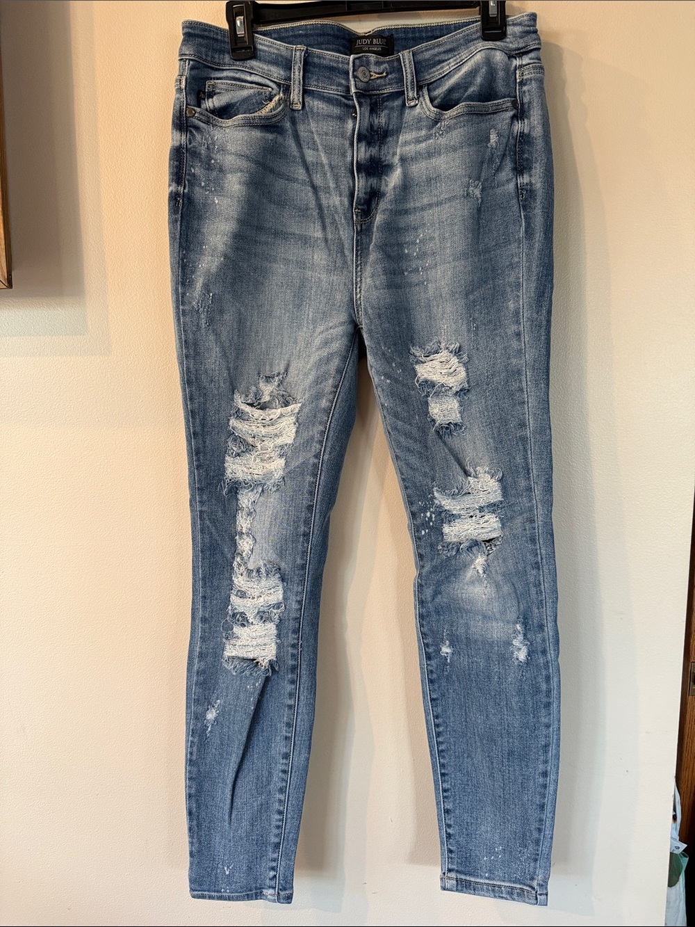 The Madison Judy Blue Light Wash Distressed Skinny Jeans - Picture 1 of 14